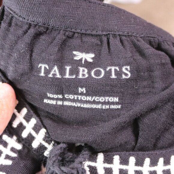 Talbots | Short Sleeve Embroidered Top Medium Cotton - Picture 5 of 5